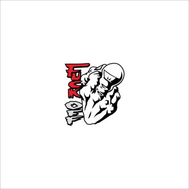 Illustration of middle finger pointing up with the word fuck off. Can be used as graphic design