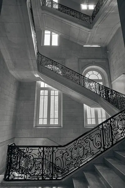 stock image old wooden staircase in the city