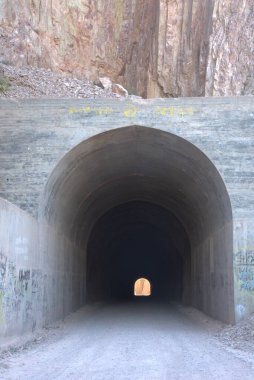 Arka planı bulanık bir tünelin dikey görüntüsü