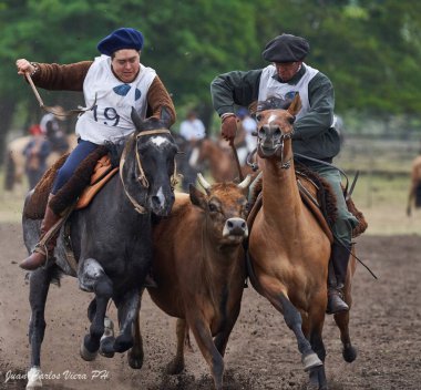 Buenos Aires, Arjantin: Salamanca çiftliğinde Gaucho binicilik ve binicilik becerileri gösterisi: 07 / 07.2022