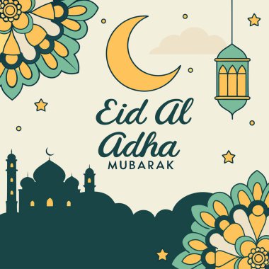 Kurban Bayramı Mübarek Tebrik Kartları Vektörü (124); İslami Festival Kartı Tasarım Koleksiyonu