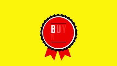 Sarı Arkaplanda Siyah ve Kırmızı Rozet Canlandırması Al