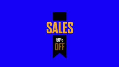 Koyu Mavi Arkaplanda% 50 indirimli Rozet Animasyonu