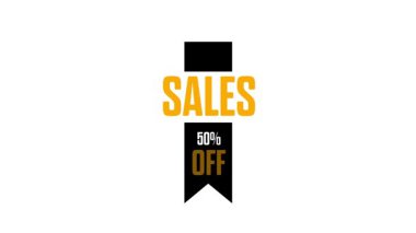 % 50 indirimli Rozet Animasyonu Beyaz Arkaplanda Siyah