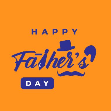 Mavi Arkaplan Vektörü 'ne izole edilmiş Bıyıklı Babalar Günün kutlu olsun.