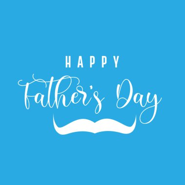 Mavi Arkaplan Vektörü 'ne izole edilmiş Bıyıklı Babalar Günün kutlu olsun.