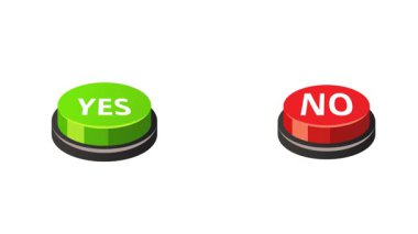 Beyaz Arkaplanda Evet ve Hayır Tuşu Animasyonu (Beyaz Arkaplan) Yeşil Tik & Kızıl Haç Grafiği