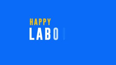 1 Mayıs İşçi Bayramı Animasyon Videosu Mavi Arkaplanda Şapka Simgesi: İşçi Bayramı Kutlama Hareketi Grafiksel