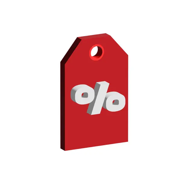 Satış ve İndirim Tanıtımları İçin Beyaz Arkaplanda Kırmızı Yüzde 3D Simge Vektörü İzole Edildi