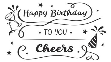 Altın folyo ve siyah mürekkep yazılı Zarif Doğum günü Vektör Harfleri Paketi