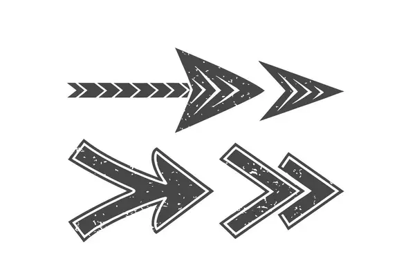 Şeffaf Arkaplan Üzerinde Sıkıntılı Dokular ve Kalın Şekillere sahip Grunge Arrow Vektör Kümesi