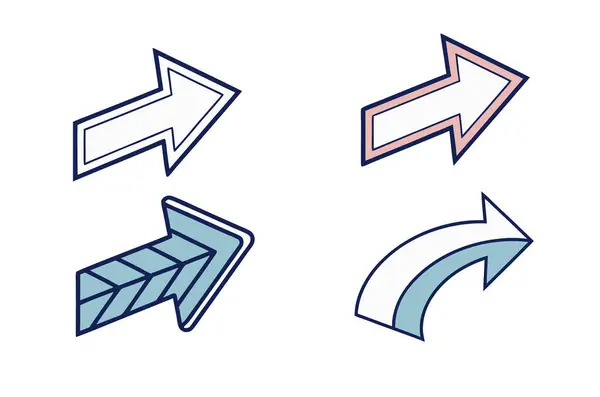 Kullanıcı Arayüzü ve Bilgi Grafikleri için Modern İş Oku Vektörü Eğik, Düz, Dairesel ve Kırık Biçimler