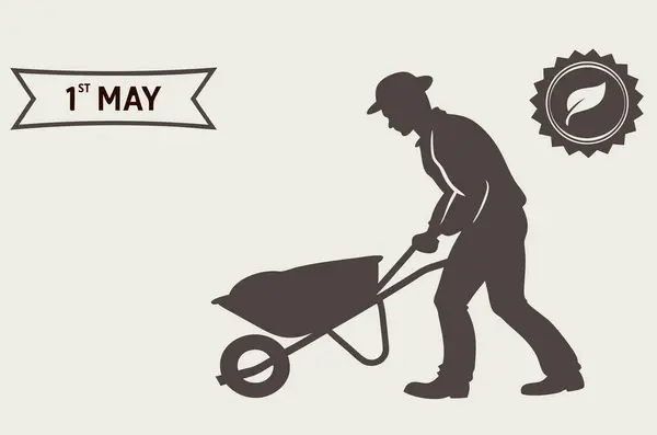 Çekiç ve Vites Simgesi Vektörlü Güçlü İnşaat İşçisinin Silueti