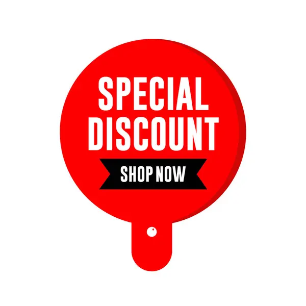 Özel İndirim Dükkanı Şimdi Kırmızı Rozet Vektör Etiketi Satış ve Tanıtım Tasarımı