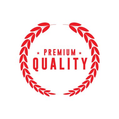 Beyaz Arkaplan Zarif Düz Vektör Etiketinde Kaliteli Kırmızı Laurel Rozeti