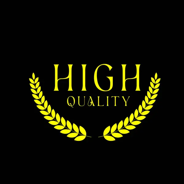 Siyah Arkaplan Düz Vektör Etiketinde Yüksek Kaliteli Sarı Laurel Rozet