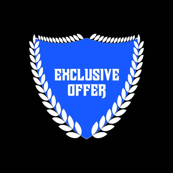 Yaprak Tasarım Vektörü İllüstrasyonlu Özel Mavi Kalkan Rozeti