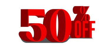 Kalın Kırmızı Vektör Satışında% 50 indirimli 3D Promosyon Metni