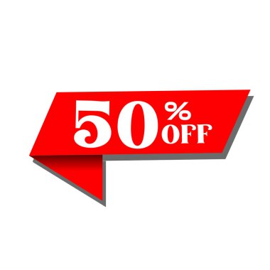 % 50 indirimli Kırmızı Rozet Düz Vektör İndirim Etiketi