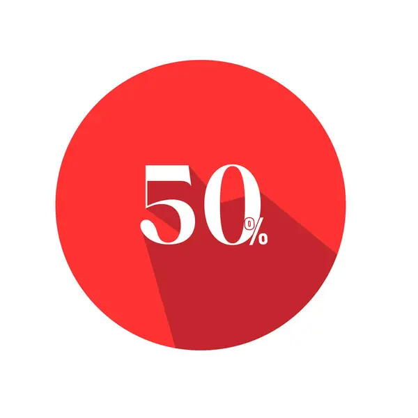 % 50 İndirimli Kırmızı Çember Rozet Düz Vektör Fiyat Etiketi