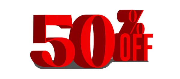 Kalın Kırmızı Vektör Satışında% 50 indirimli 3D Promosyon Metni