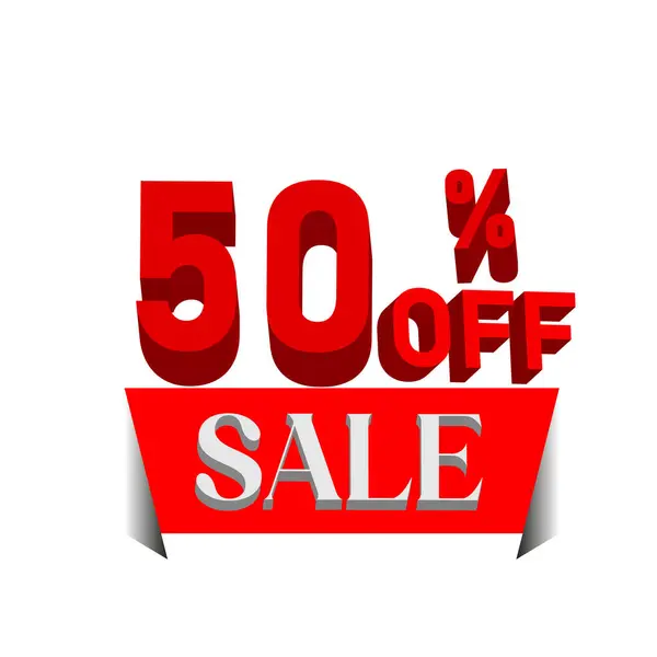 % 50 indirimli 3D Parlak Kırmızı Kurdele İndirimi ve Satış Vektörü İllüstrasyonu Beyaz Arkaplan