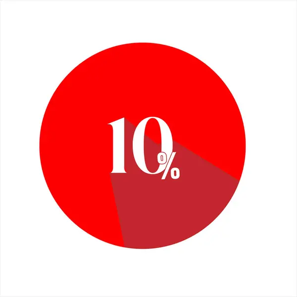% 10 İndirimli Kırmızı Çember Rozet Düz Vektör Etiketi