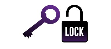 Anahtar ve Kilit Vektör Simgesi Beyaz Arkaplanda Güvenlik Sembolleri Ayarla