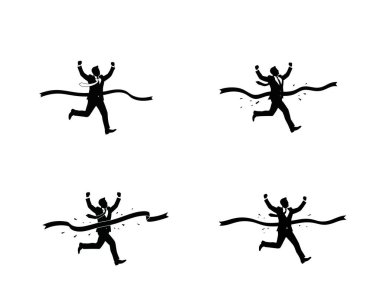 İş Adamı Bitiş Çizgisi Silüet Vektör Başarı ve Başarı Kavramını Geçiyor