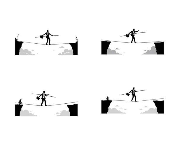 İş Adamı Silueti Bitiş Çizgisi Başarı ve Zafer Vektörü Kavramı