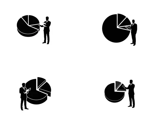 Pie Chart Siluet Veri Analizi ve Piyasa Performans Vektörüyle İşadamı