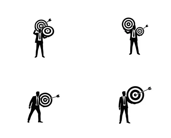 İş Adamı Hedef Silueti Hedefinde Başarı Vektörü İllüstrasyonuName