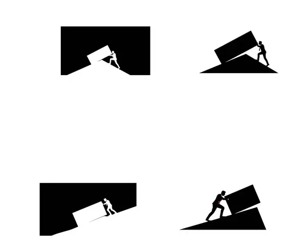 İşadamı Tepeye Çıkıntılı Siluet Azim ve Kararlılık Vektörünü Zorluyor