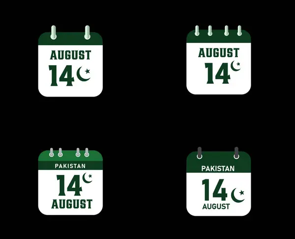 Pakistan Bağımsızlık Günü için 14 Ağustos Takvim Simgesi Düz Vektör Tasarımı