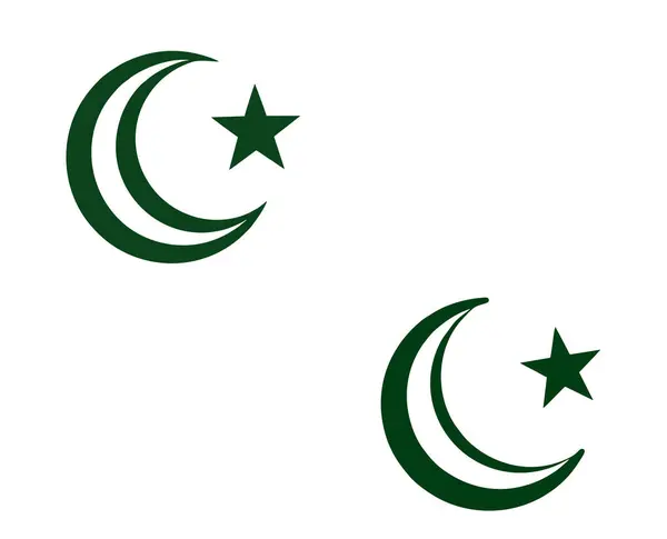 Pakistan 'ın Bağımsızlık Günü için Yeşil Hilal ve Yıldız Simgesi Minimum Düz Vektörü