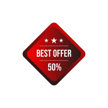 En iyi teklif% 50 indirimli Kırmızı Vektör Tasarım Etiketi