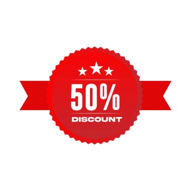 % 50 İndirimli Kırmızı Etiket Vektör Tasarımı