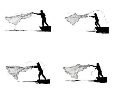 Balıkçının Silueti Geleneksel Balıkçılık Günü Taşıyıcısı