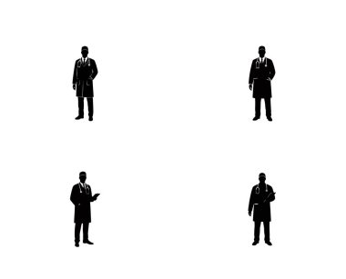 Doktor Siluet Vektörü Stetoskop Tıbbi Profesyonel İşçi Günü Tasarımı ile Duruyor