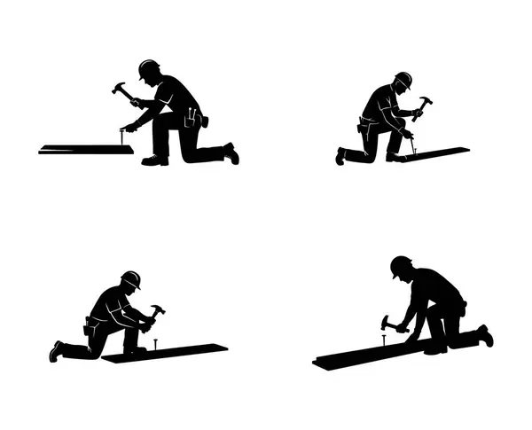 İnşaat İşçisi Silueti Çivi Çekici İşçi Günü Yetenekli Ticaret Vektörü