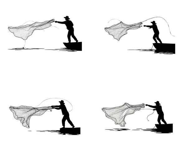 Balıkçının Silueti Geleneksel Balıkçılık Günü Taşıyıcısı