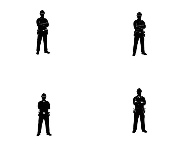 Güvenilir İşçinin Siluet Vektörü Kolları çaprazlanmış Güvenlik Başlığı Takıyor