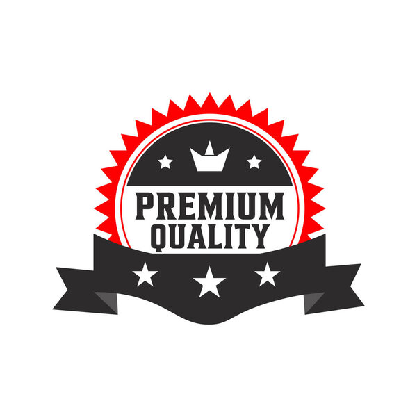 Premium Quality Red and Black Badge Vector Design on White Background