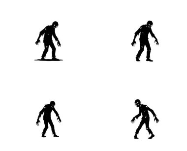 Beyaz Arkaplanda Geniş Kollu Zombi Silueti