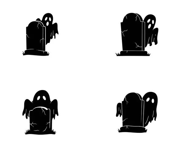  Hayalet Silueti Beyaz Arkaplanda Mezartaşının Arkasından Gizlice Bakıyor