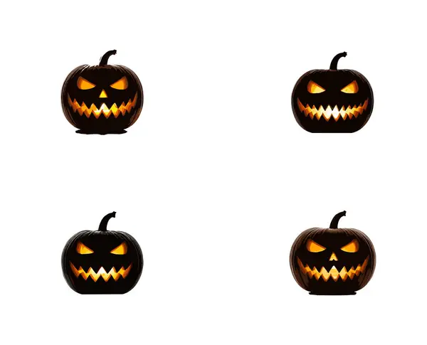 Beyaz arka planda oyulmuş yüzlü ve ürkütücü sırıtışlı balkabağı silueti