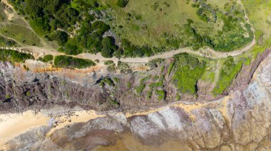 Uzun Resifin Hava Görüntüleri: Yukarı, NSW, Sydney, Avustralya 'dan Kıyı Güzelliği