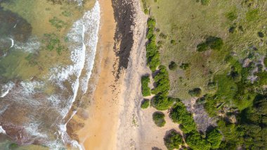 Uzun Resifin Hava Görüntüleri: Yukarı, NSW, Sydney, Avustralya 'dan Kıyı Güzelliği