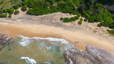 Uzun Resifin Hava Görüntüleri: Yukarı, NSW, Sydney, Avustralya 'dan Kıyı Güzelliği