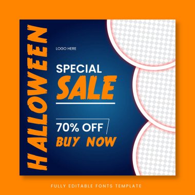 Halloween Sale Social Media Post vector template clipart